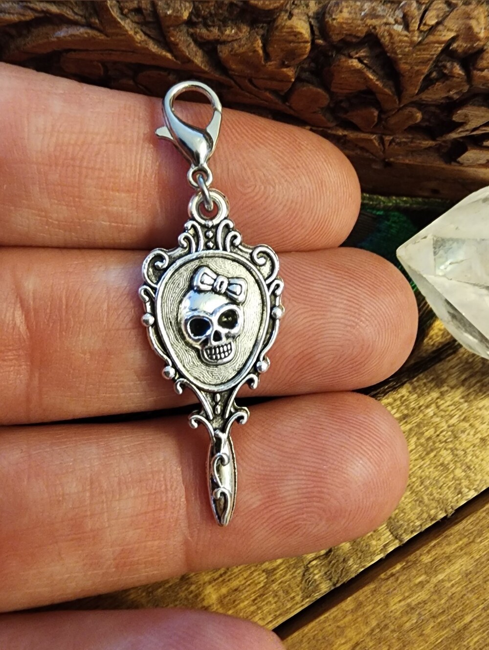 Girl Skull Charm for Halloween Skeleton Charm Bracelet Snow White Mirror Charm